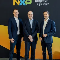 Dirk Linzmeier, CEO, TTTech Auto; Jens Hinrichsen, Executive VP and General Manager, Advanced Analog and Automotive Embedded Systems, NXP; Stefan Poledna, CTO and co-founder, TTTech Auto